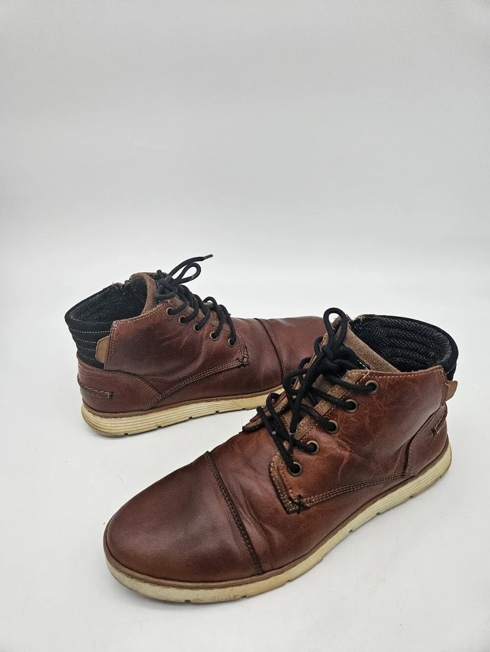 Bullboxer Adyn Chukka Brown Side Zipper Cap Toe Boot Mens Sz 10 made in Portugal